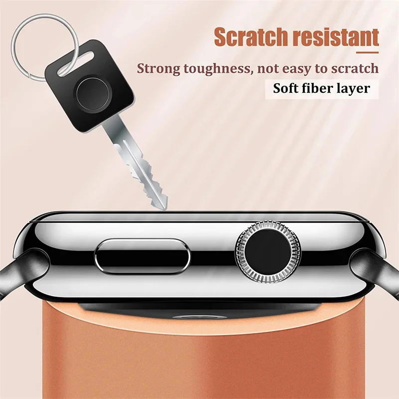 لينة الألياف المقسى زجاج عليه طبقة غشاء رقيقة ل أبل ووتش 7 41 45 مللي متر SE 4 5 6 40 44 مللي متر واقي للشاشة ل iWatch 3 2 1 38 42 مللي متر لا الزجاج