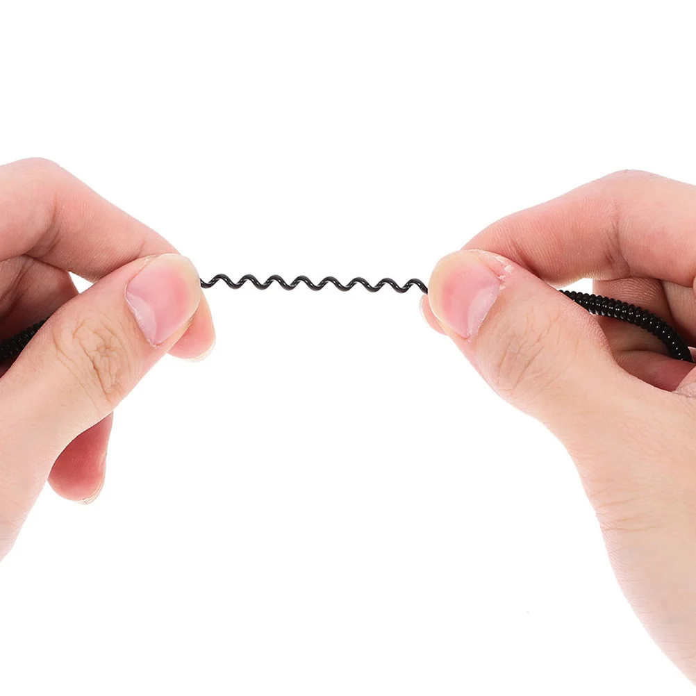 15 Pcs Telescopic Spring Rope Anti Lost for Pen Cell Phone Black Hand Writing Lanyards with Clips