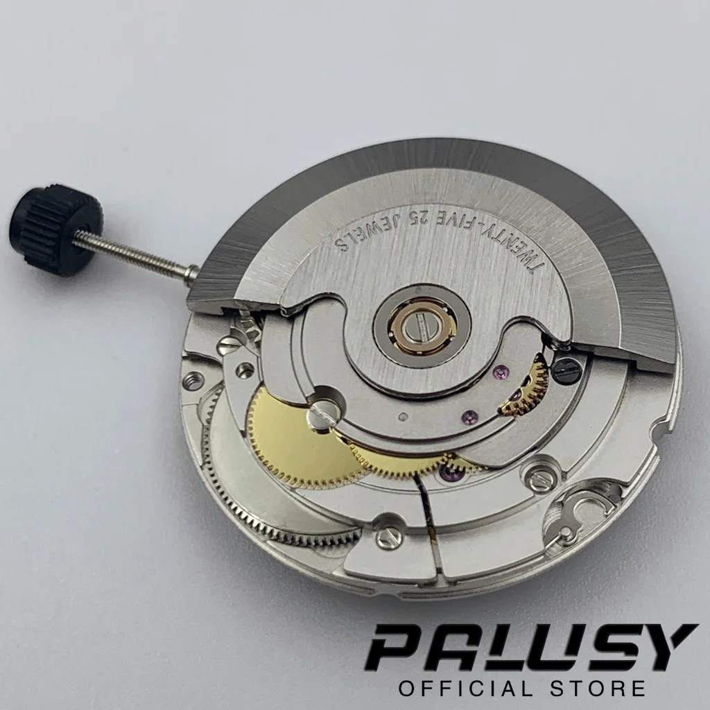 Genuine PT5000 Automatic Movement 25 Jewels Self-winding Mechanism Silver Watch Movement 28800bhp Top Clone 2824 Date Display