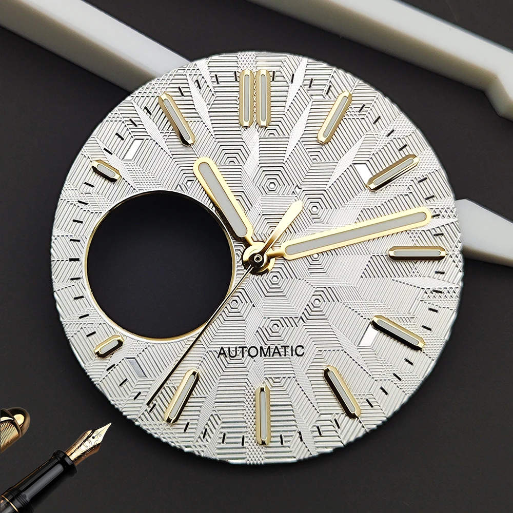 28.5mm NH38 Dial Unmarked Watch Dial Men's Watch Customized Logo Dial Green Light, Suitable for NH38 Movement Watch Accessories