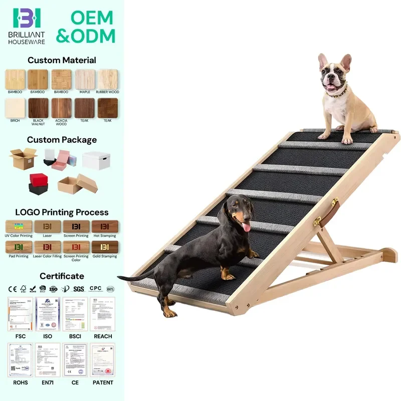 BH Excellent Traction Pet Ramp Extra Wide Dog Ramp with Non-Slip Rubber Surface for Small Large Dogs to Get on High Couch Car