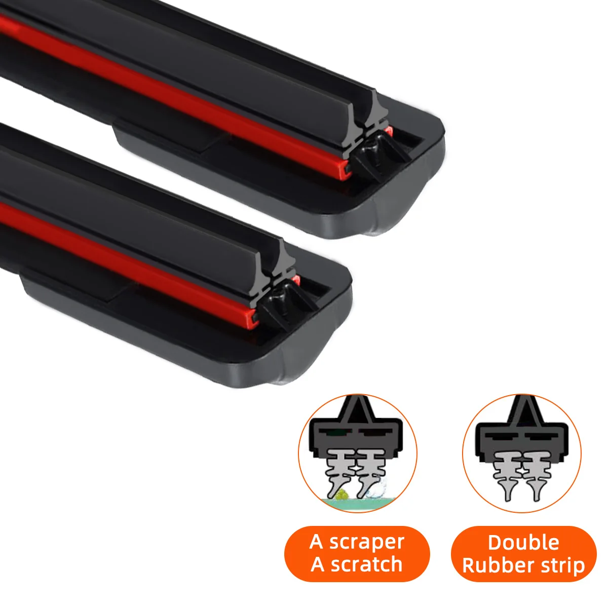 General J/U hook dual rubber strip wiper blade boneless car windshield wiper multifunctional boneless double-layer rubber str