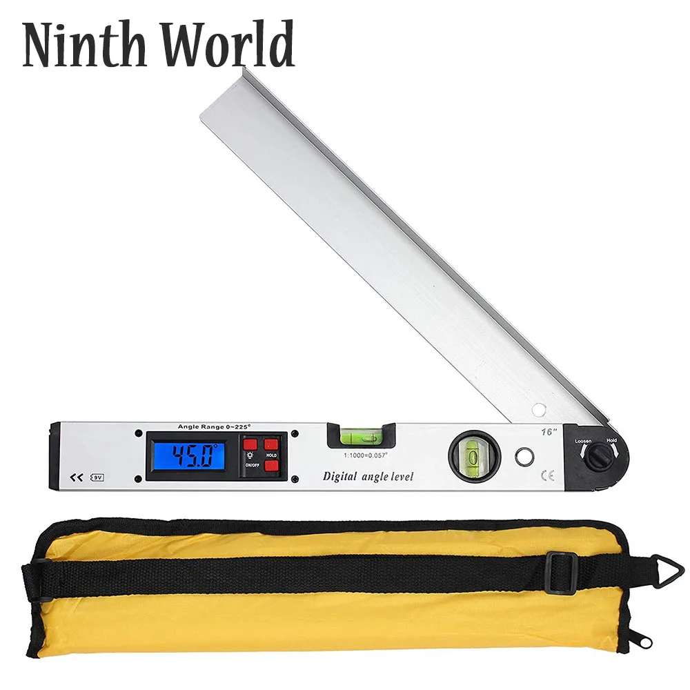 2025 gran oferta 400mm/16 pulgadas 0-225 grados transportador nivel de burbuja buscador de ángulo Digital medidor buscador de ángulo con burbuja de nivel