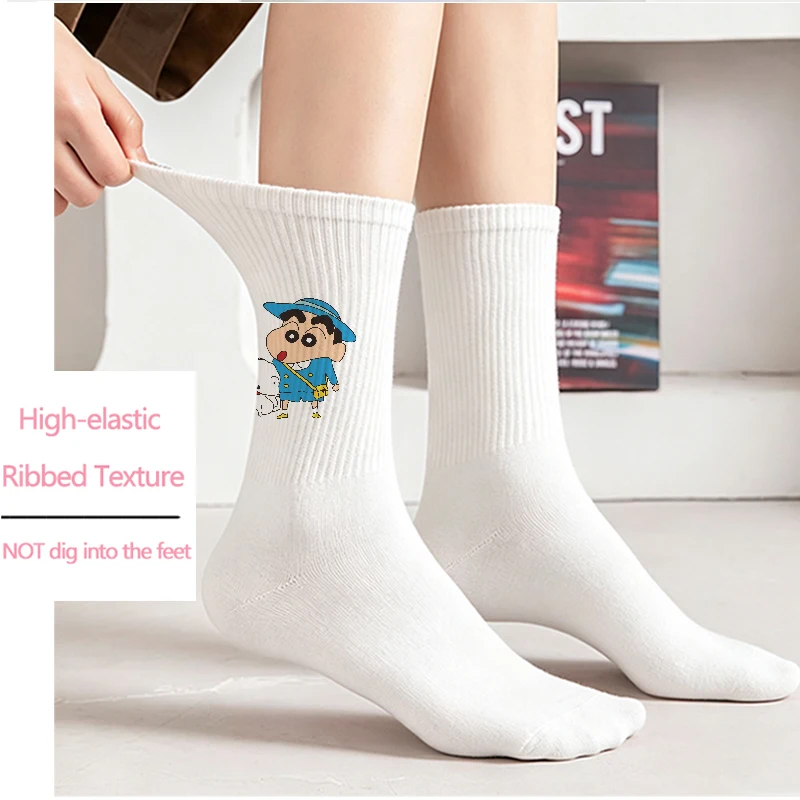 Crayons Shin-chans Mid-Tube Socks 1/5pairs Women Men Cotton Print Novelty Socks Cartoon Unisex All Seasons Absorb Sweat Socks - view 4
