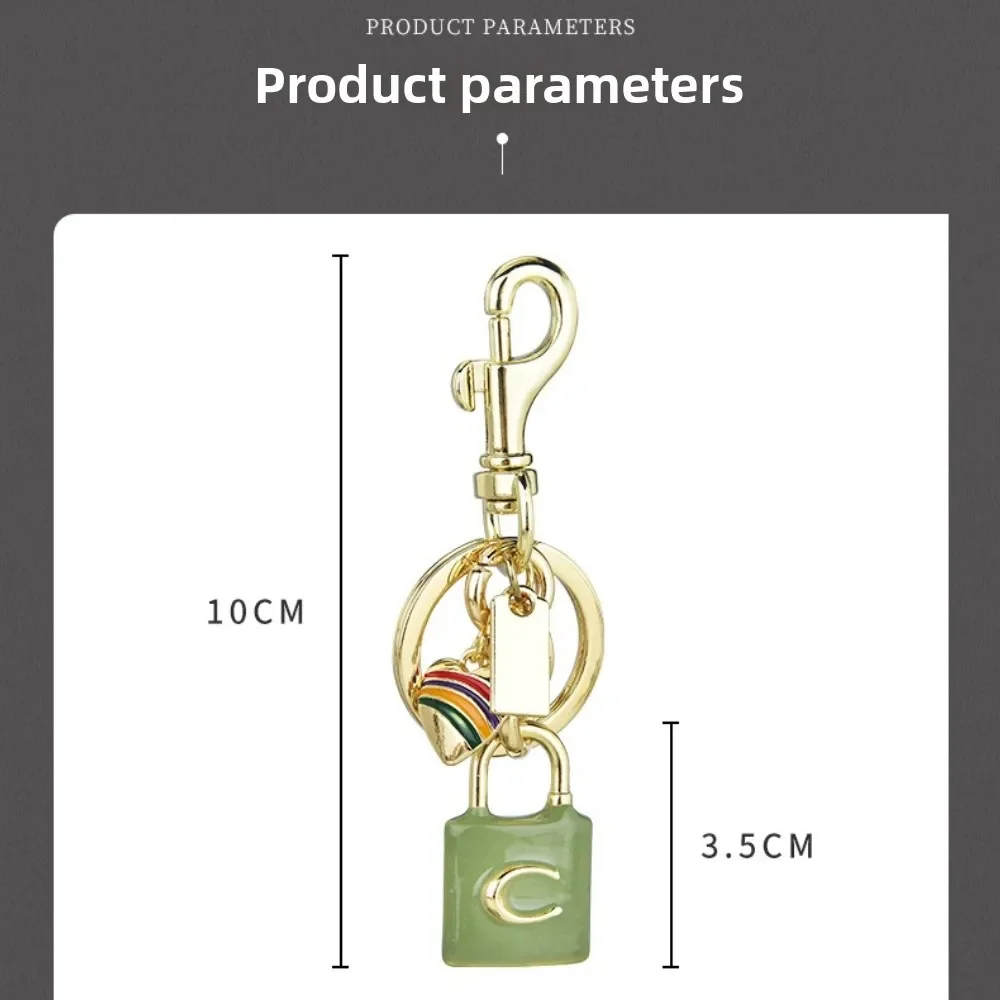 Enamel Padlock Bag Charm Striped Heart Metal Keychain Custom Engraved Designer Purse Accessory Meaningful Gifts for Girlfriends