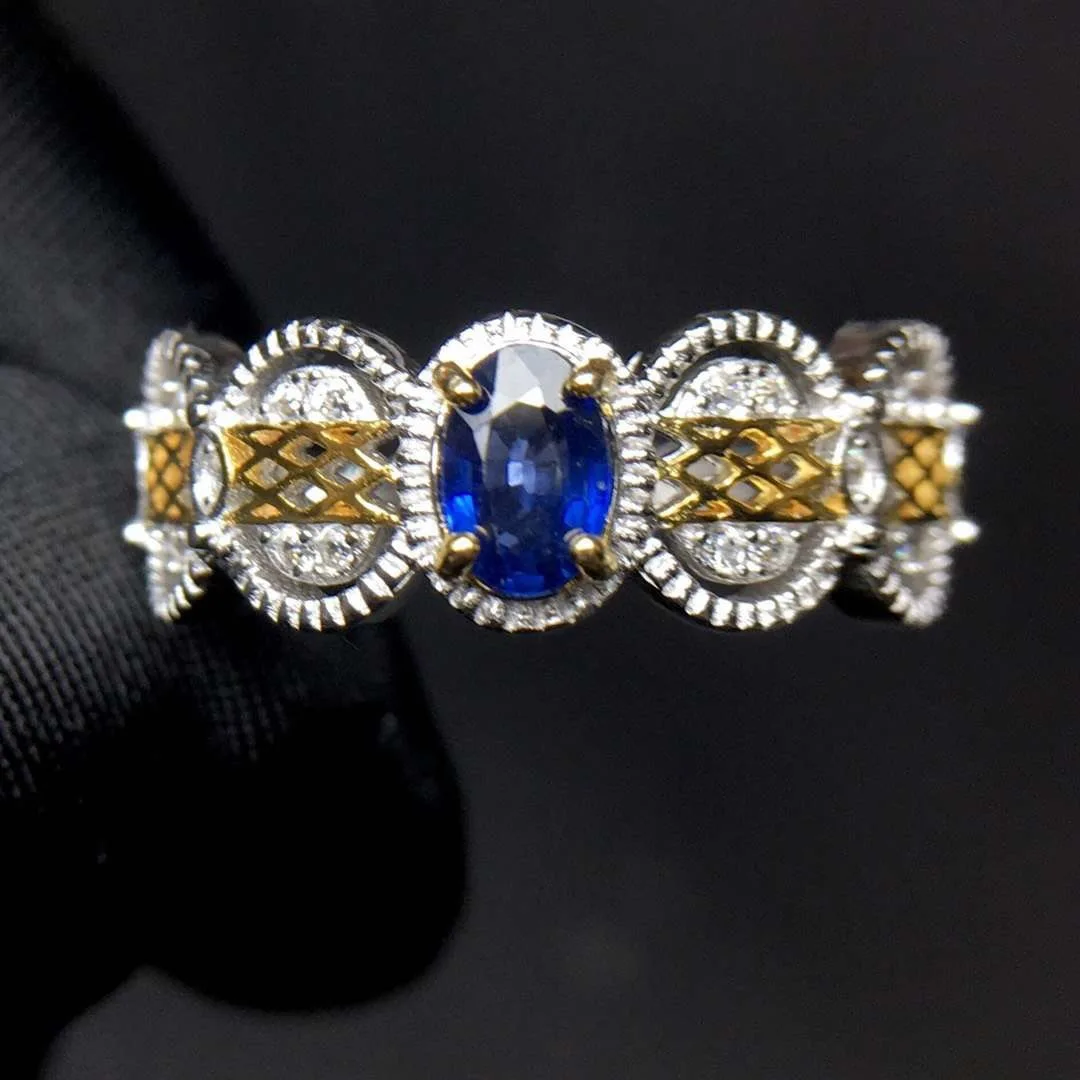 

Изысканное кольцо в классическом стиле с натуральным сапфиром, стерлинговое серебро S925, роскошный модный дизайнерский подарок для женщин