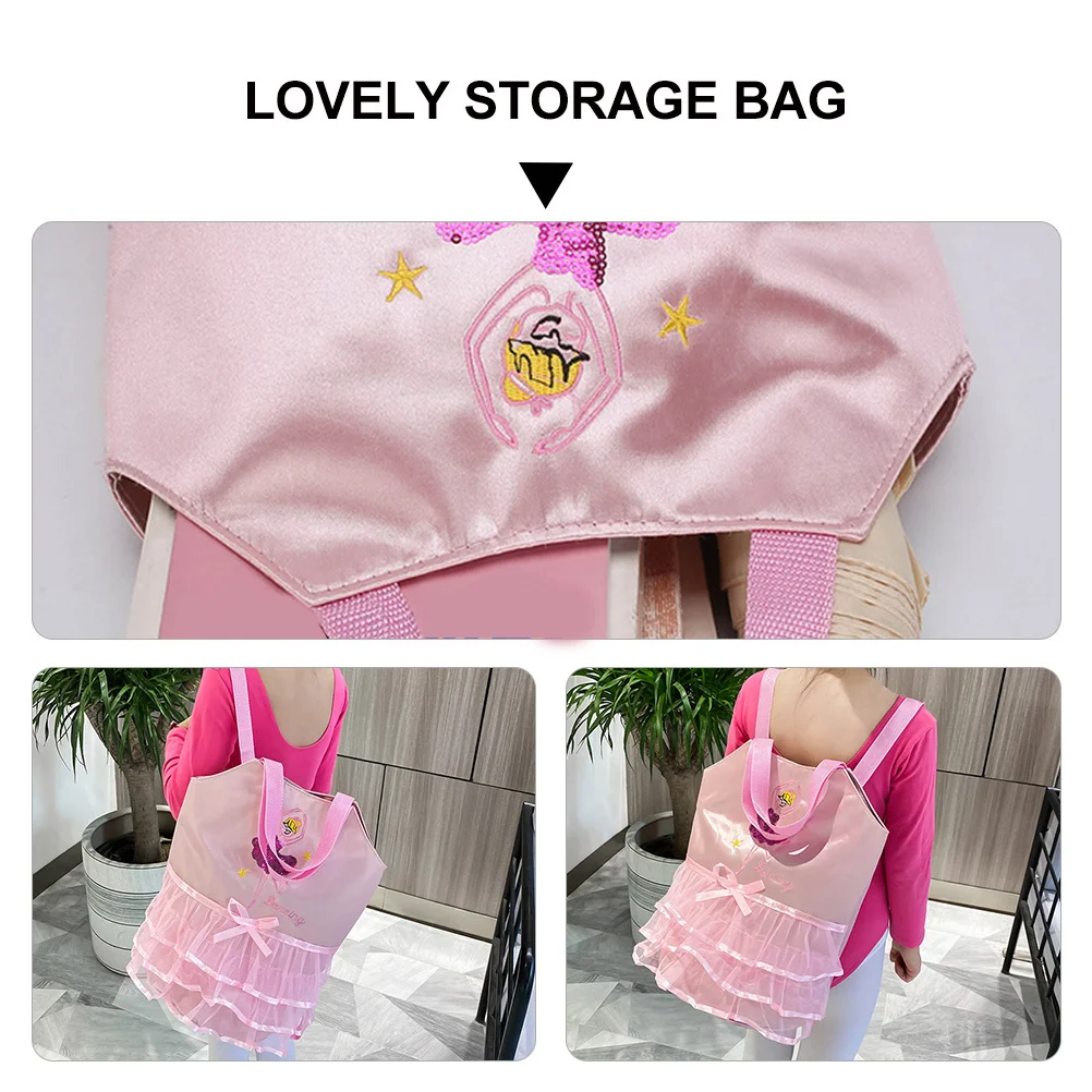 1 قطعة حقيبة الظهر الباليه الوردي التطريز حقيبة الرقص الجميلة قابل للتعديل الكتف الأشرطة تنوعا حقيبة يد محمولة لراقصة الباليه