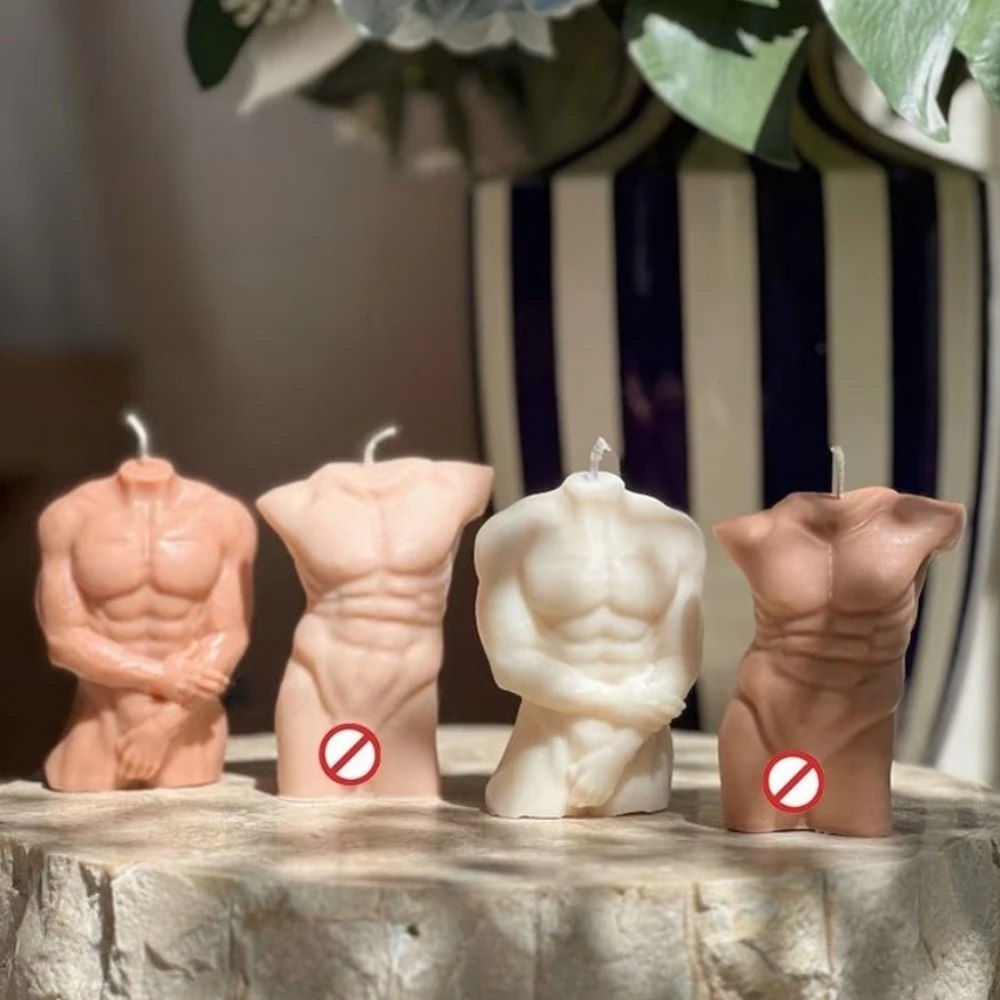 Human Naked Body Silicone Mould for Scented Candle DIY Muscle Male Gypsum Mold Artist Man Shape Ceramics Making Tools Home Decor