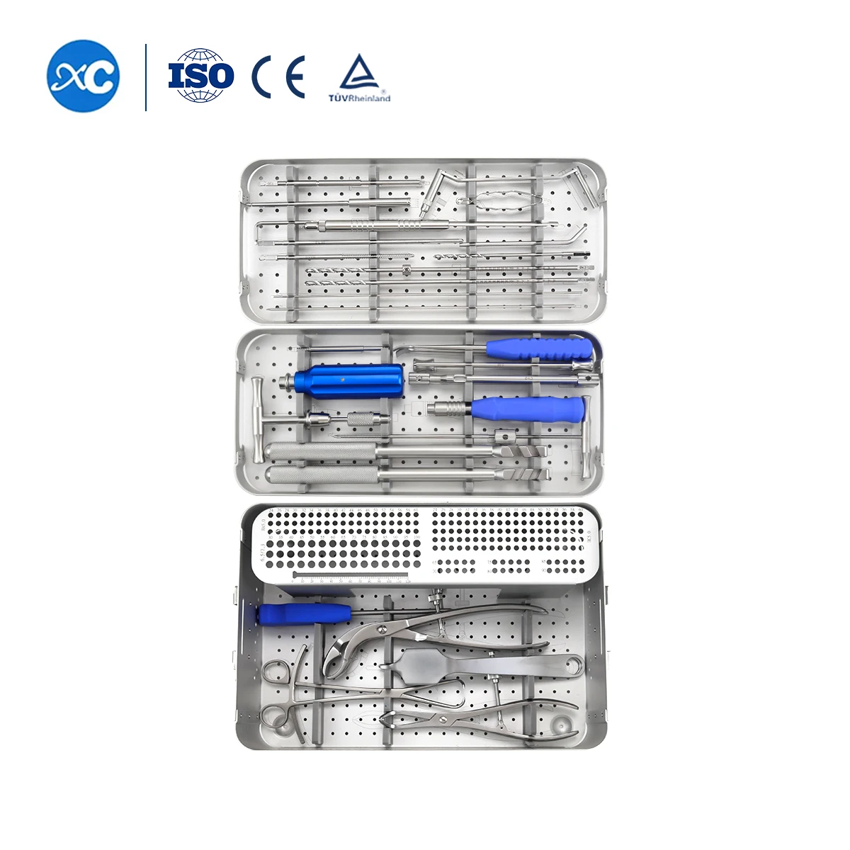 XC Orthop Large Fragment Fracture Internal Fixation Non Locking Trauma Instrument Set Kits with Sterilization Aluminum Box