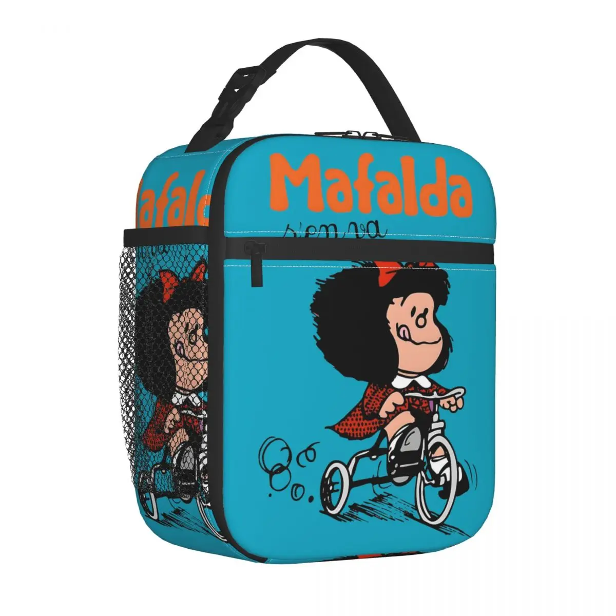 Mafalda Quino Go Bicycle Insulated Lunch Bags Cooler Meal Container Leakproof Tote Lunch Box Food Bag School Picnic