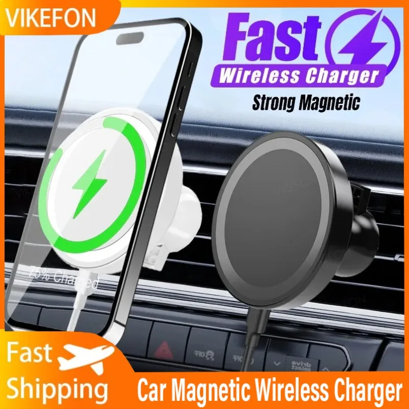 Car 15W Magnetic Wireless Charger Fast Car Charging Station Air Vent Mount Phone Holder Stand For iPhone 16 15 14 13 12 Pro Max
