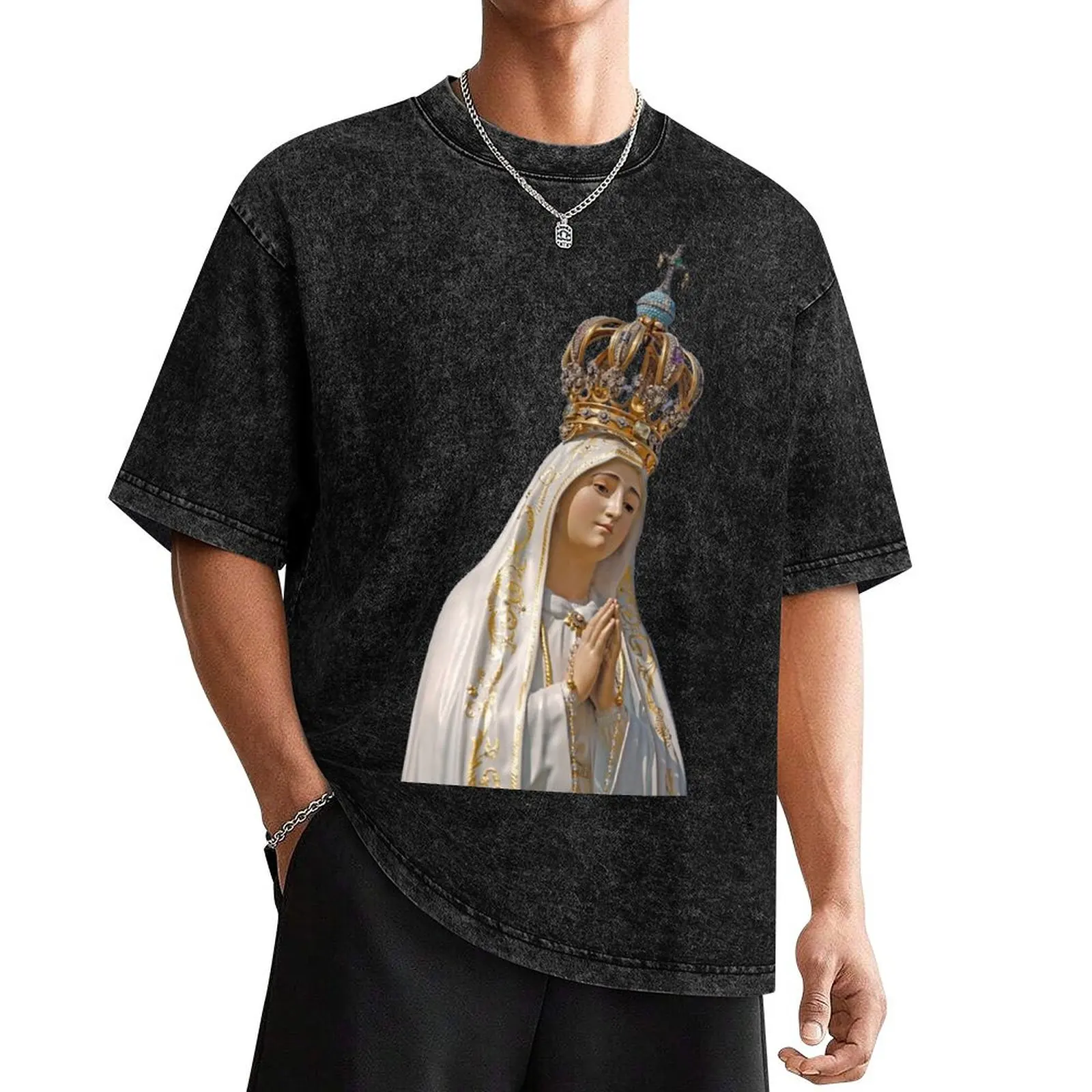 Our Lady of the Rosary of Fatima T-Shirt oversizeds rapper graphic tees vintage t shirt men