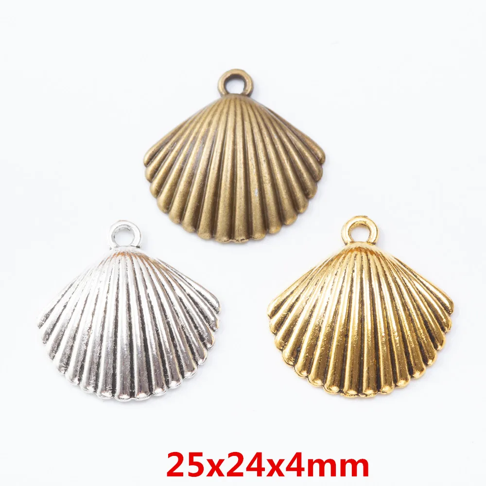 22pieces（shell ）vintage zinc alloy charm metal pendant DIY jewelry discovery making accessories 724