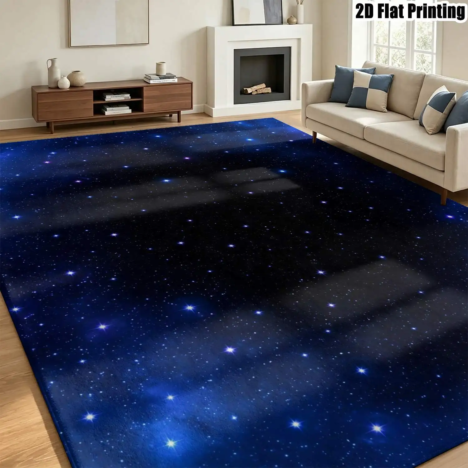 1Pc 2D Printed Starry Sky Pattern Carpet: Nordic/Instagram/Modern Minimalist/European/Vintage Style, Multi-Size, Machine Washable, Suitable for Entrance, Dining, Foyer, Bedroom, Living Room as Home Decor Floor Mat