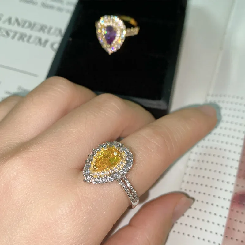 

MDL Moissanite Style Europe And The United States Luxury Sparkling Ring 18K Gold-plated Quality With Evening Dresses