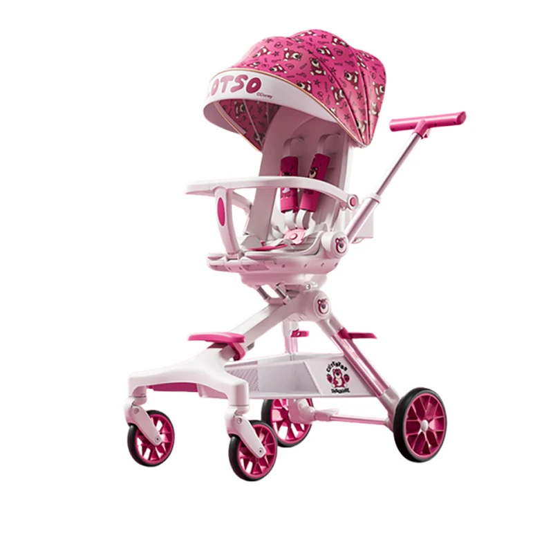 

New Baby Strollers can Sit and Lie Down High Landscape Lightweight Folding Two-way Stroller Four-wheel Suspension with Tray