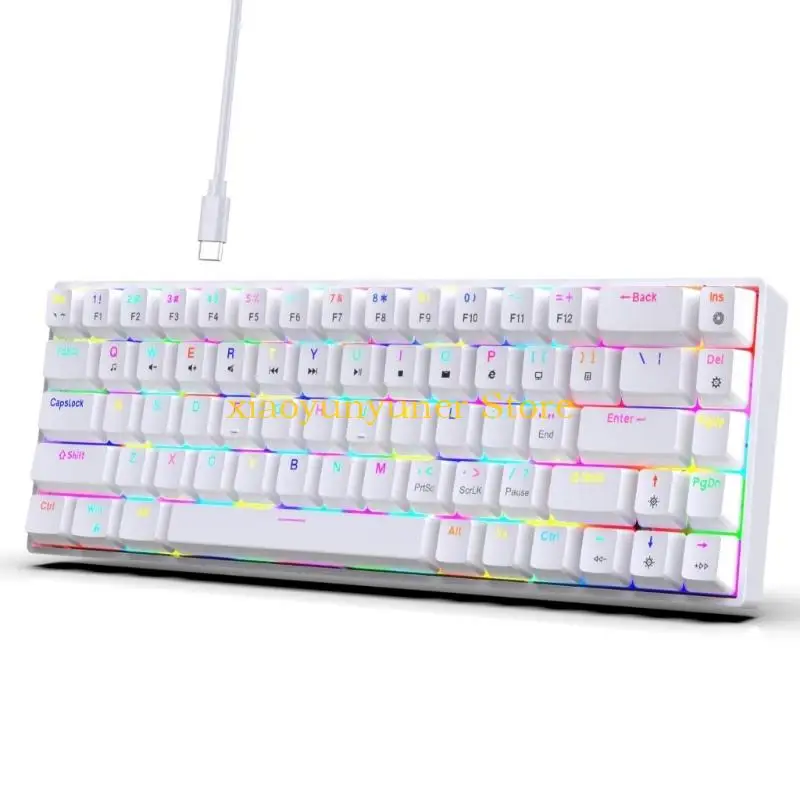 P9JB Mechanical Gaming Keyboard With Removable Keycaps 68 Key Design 1.75m Detachable Cable Color Backlights Mode