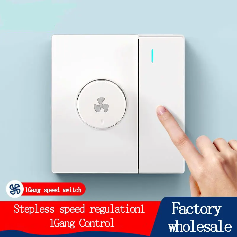 86 Type Fan Electric Fan Stepless Speed Regulation With Switch Panel Ceiling Fan Speed Regulator 1Gang With 300W Speed Switch