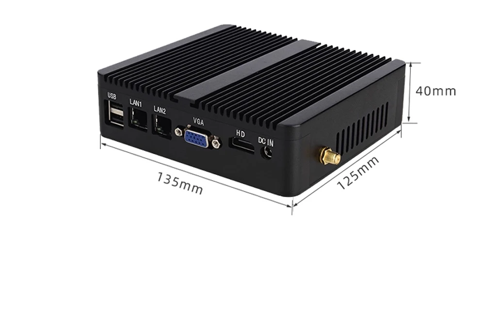 Custodia in metallo senza ventola Mini PC Intel N2840 Computer desktop da ufficio Pfsense DDR3L Msata SSD 2Lan 2COM VGA Display HD Windows10