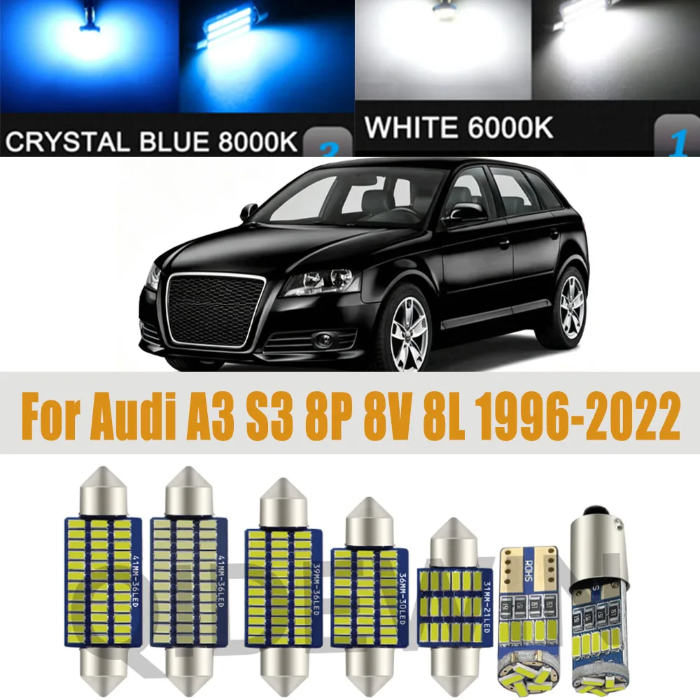 Car Interior LED Light Bulbs Kit For Audi A3 S3 8P 8V 8L 1996-2004 2005 2006 2007 2008 2009 2010 2011 2012 2013 2014 2015-2022