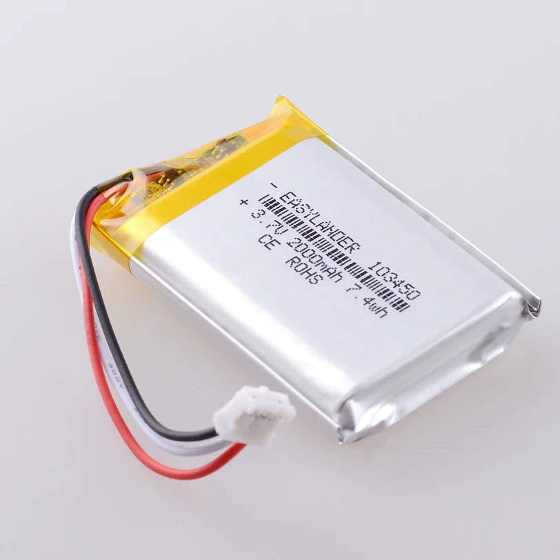 JST 2.0 مللي متر 3pin 3.7V 2000mAh 103450 بطارية ليثيوم أيون بوليمر يبو 303450 403450 503450 603450 703450 803450 903450