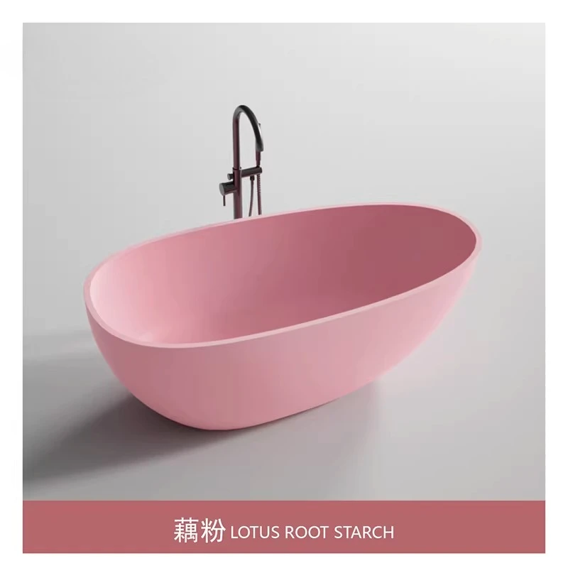 Color freestanding bathtub artificial stone bath tray household oval integrated bath