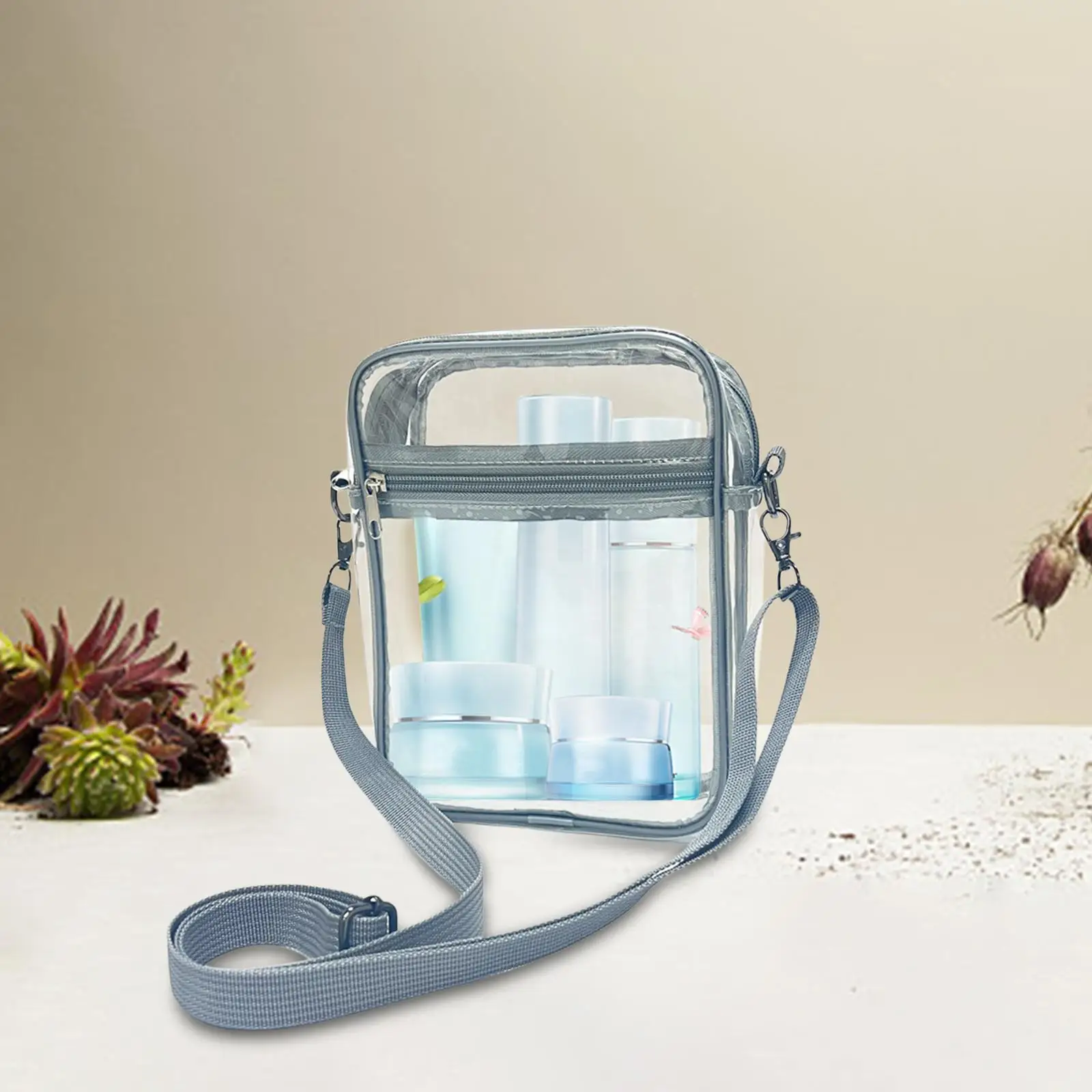 Transparent PVC Clear Crossbody Bag Waterproof Stadium Approved Shoulder Purse for Concerts Festivals Travel Beach Events Unisex