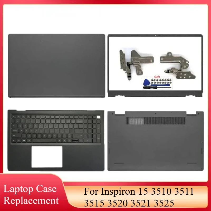 

New For Inspiron 15 3510 3511 3515 3520 3521 3525 LCD Back Cover Front Bezel Hinges Palmrest Cover Bottom Base Case Black Silver