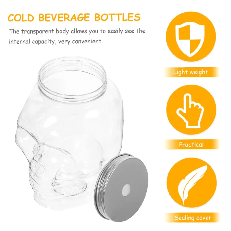 1 Pcs Halloween Skull Reusable Milk Bottle With Hole Drinking Small Juice Mason Jar Beverage Multifunctional Bottle Party Gift