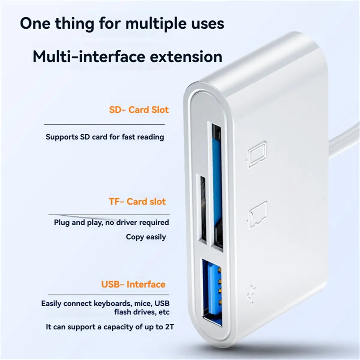 ABSF Type C Card Reader SD TF Memory Card Reader USB C OTG Adapter High Speed Data Transmitter USB2.0 Card Reader Black