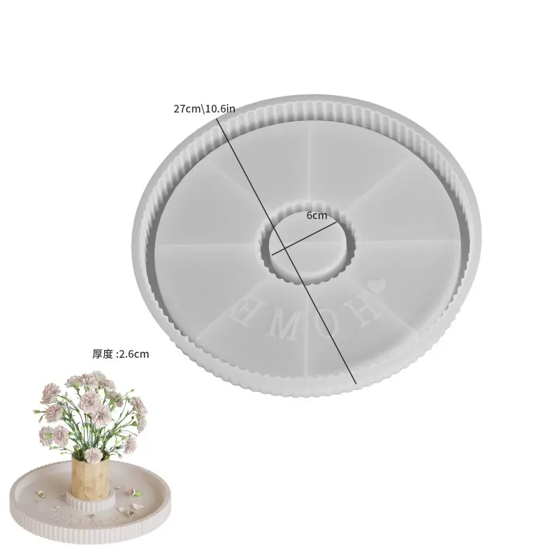 Resin Silicone Mold Simple Hollow Striped Vase Tray Mold, Multipurpose Silicone for Craft DIY