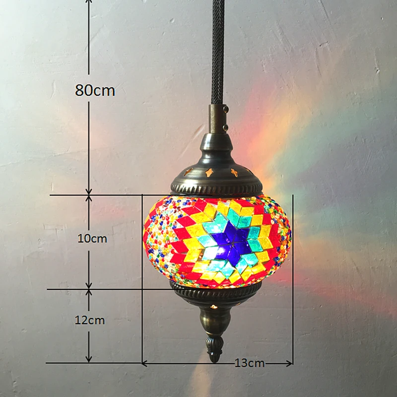 DIY Turkish Mosaic Pendant Lights Vintage Mediterranean Handcrafted Led Stained Glass Hanging Lamps for Bedroom Home Art Decor