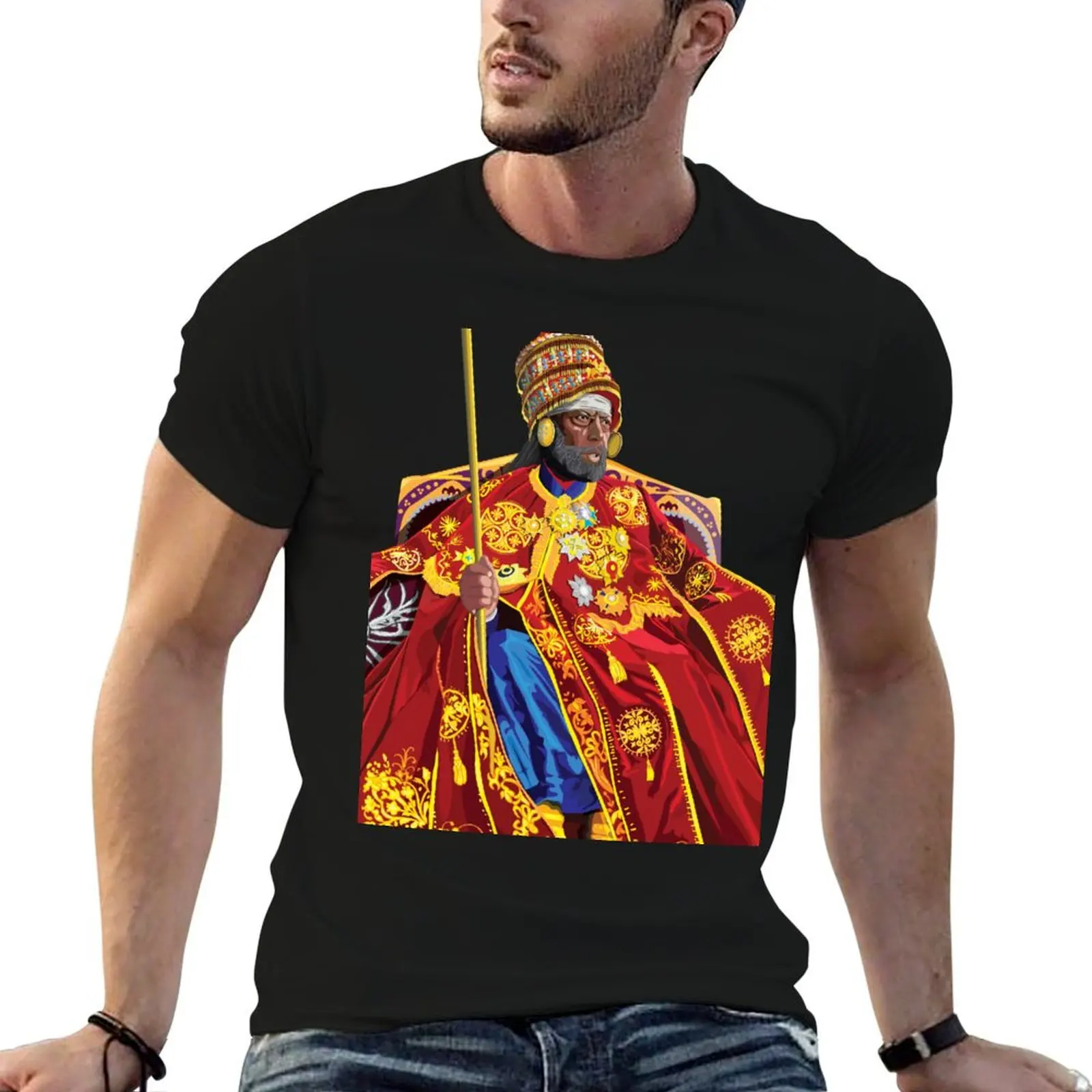 Menelik II - Emperor of Ethiopia . Emperor Menelik II T-Shirt customs oversized heavyweights man clothes mens t shirts