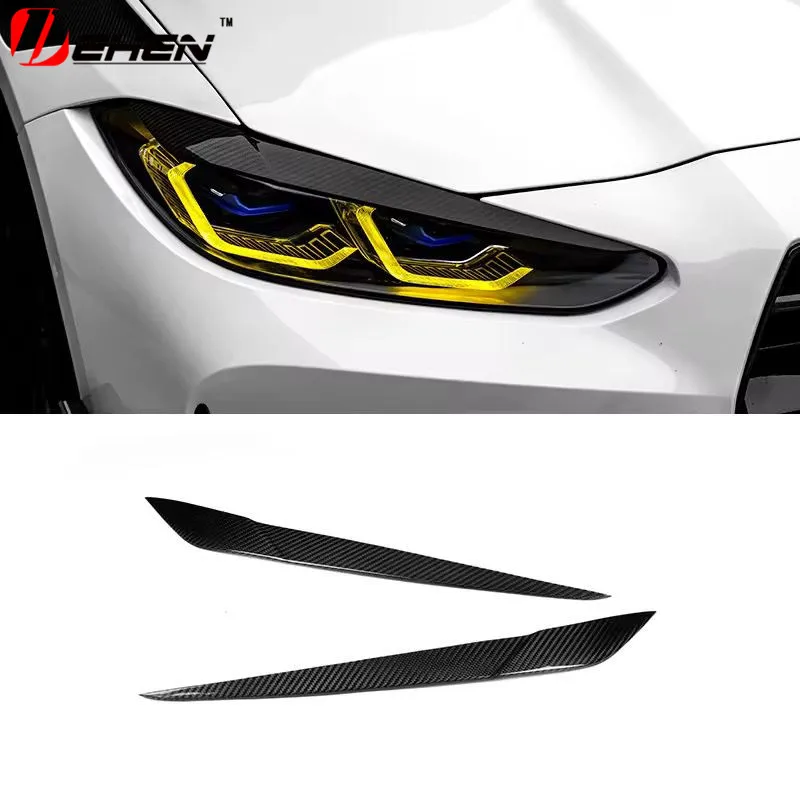 

G20 G60 G61 Dry Carbon Fiber Car Parts Headlight Eyebrows Lamp Eyelids Cover Trim Light Brow for BMW i4 4 Series G22 G26 2021+