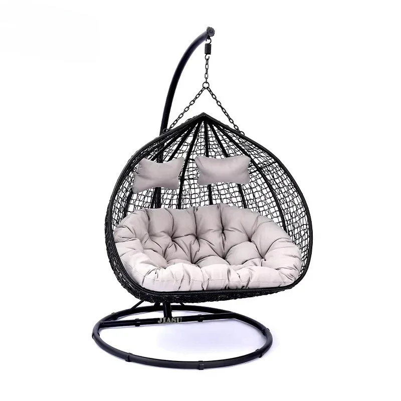 

-Terrace Swing with Stand Outdoor Furniture Set Children Adult Garden Relaxation Hammock Double Wicker Vine Hanging Swing Chair