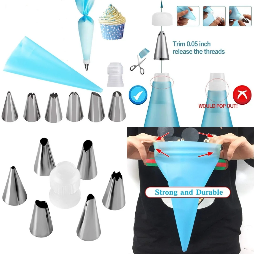 

8 Piece Cake Decorating Kit with Piping Bags and Tips for Baking Pastry Icing Supplies Baking Tools Set for Cake Cupcake