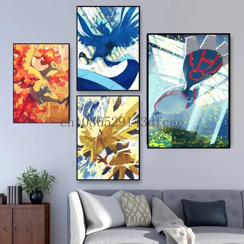 Poster Anime Pokemon Karakter Pikachu Charizard HD Lukisan Kanvas Cetak Cocok untuk Hadiah Lukisan Seni Dekorasi Dinding Rumah