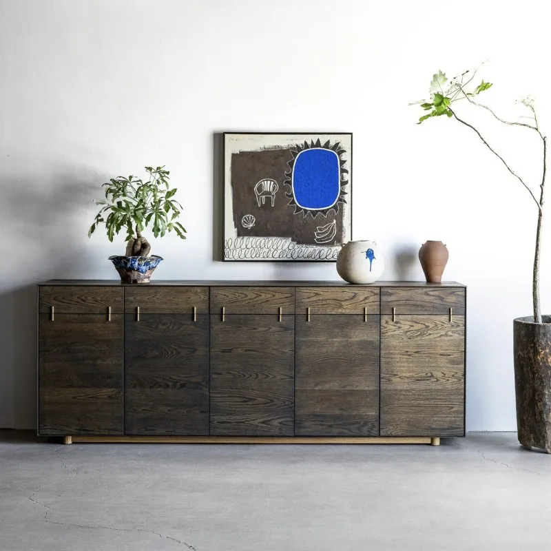 

LH solid wood dining side cabinet, living room storage entrance, simple modern log storage cabinet