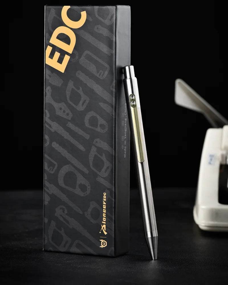 

Ballpoint Pen 5.39" Length Titanium Alloy Ballpoint Pen with Clip Writing Pocket Pen for Business Office Daily Use