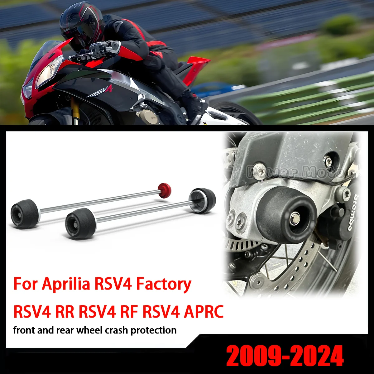 

RSV4 1100 For Aprilia RSV4 Factory RSV4 RR RSV4 RF RSV4 APRC 2009-2024 Motorcycle front and rear wheel axle crash protection