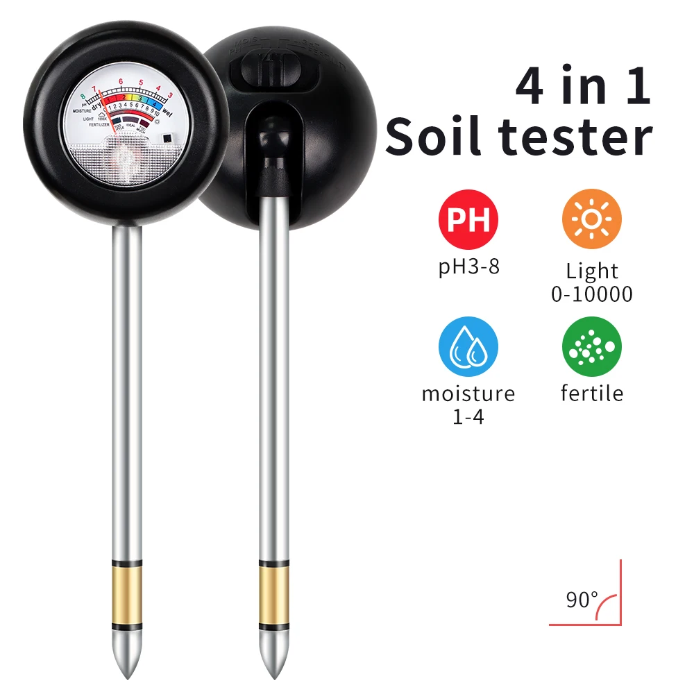 

PH-метр почвы, Многофункциональный 4-в-1 детектор почвы, устройство для измерения влажности и рождаемости для горшечных садовых теплиц