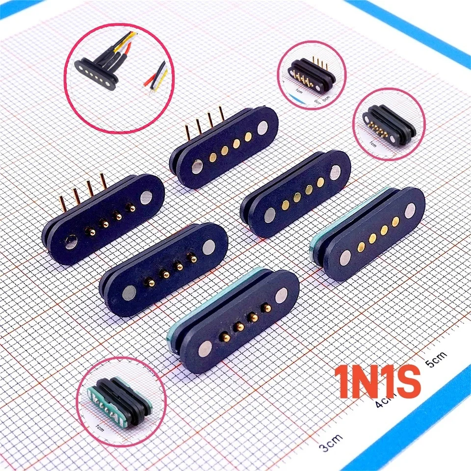 2 Pairs 4 Pin Spring-Loaded Magnetic For Pogo Pin Connector Male and Female NEW 2 Pairs 4 Pin Spring-Loaded Magnetic For Pogo Pin Connector Male and Female NEW