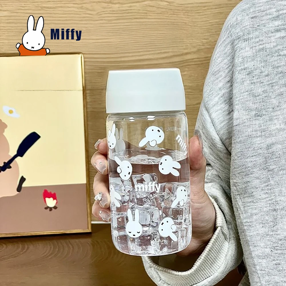 

Kawaii Miffy Plastic Water Cup Cute Transparent Color Printed Bottle Body Cartoon Rabbit Portable Drinking Cup Girl Gift