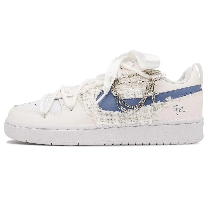

[Custom Female style: Silent Stars]Nike Court Borough Low Frenzied Creation Silent Stars Slip-Resistant Low-Top Skateboard Sh