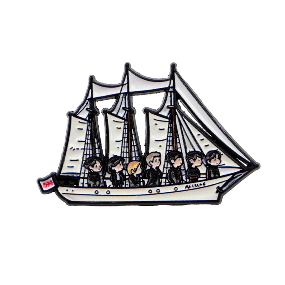 Cartoon Sailboat Enamel Pin - Vintage Six Members Ship Lapel Brooch Sailor Badge for Denim Jacket & Backpack - Fans Jewelry Gift