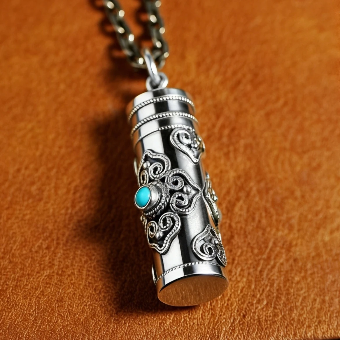 Ethnische Relief-Vajra-Stößel-Halskette für Herren – Schmuck mit Segens-Gau und buddhistischer Schrift – Anhänger für Männer – Choker-Accessoires – Detail 11