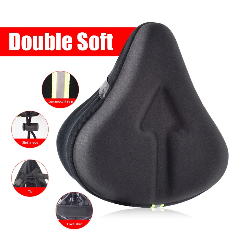 Large Silicon Gel Padded Bike Seat Cover Shock Absorption Thickened Sponge Cushion Reflective Comfortable Bicycle Saddles Mat