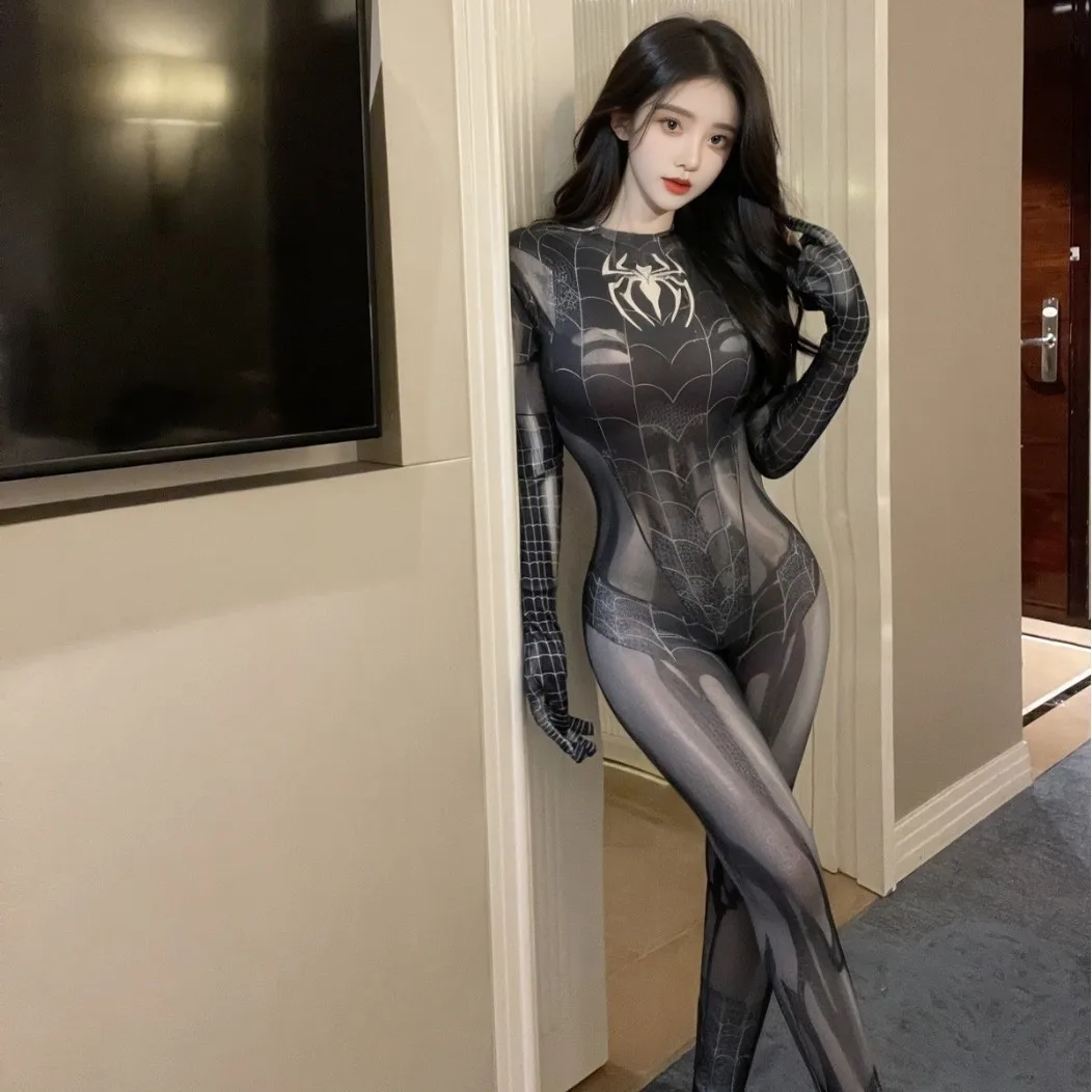 أزياء الهالوين للرجال Spidercosplay باللون الأسود Raimi أزياء تنكرية Venom Symbiote Raimi بدلة Zentai للبالغين