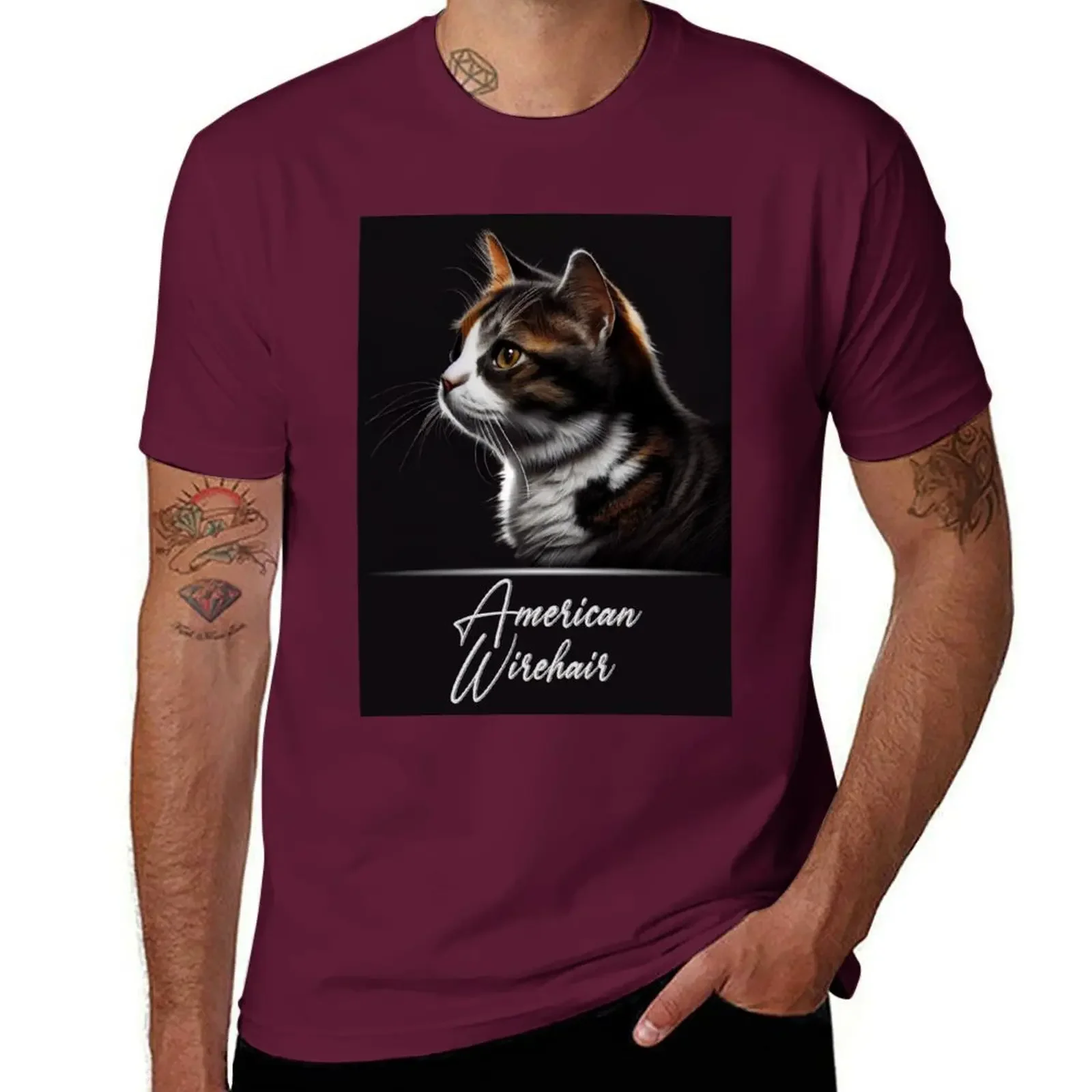 summer tops blanks customs design your own mens graphic t-shirts pack American Wirehair Portrait T-Shirt heavyweight Outfits2024