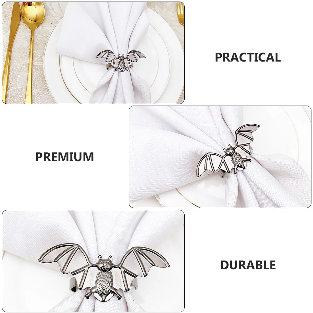 

4pcs Halloween Napkin Rings Bat Shaped Dinning Decorations Practical Decorative Accessories For Party Event Table Setup Premium